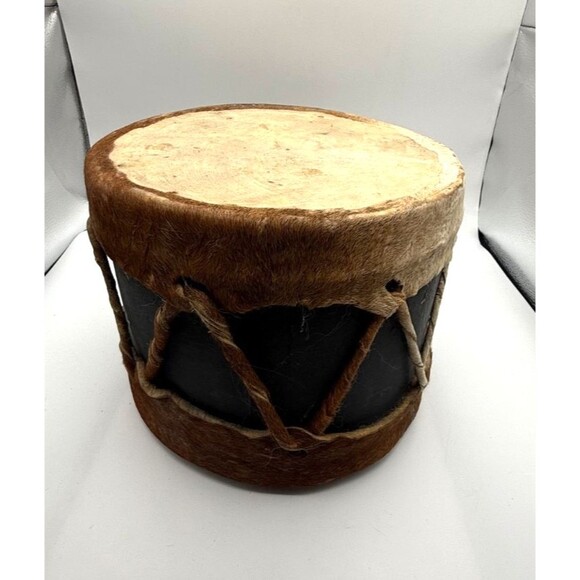 Vintage 2 Sided Native American Indian Rawhide Stretched Drum 12” X 10” Handmade - Picture 7 of 11